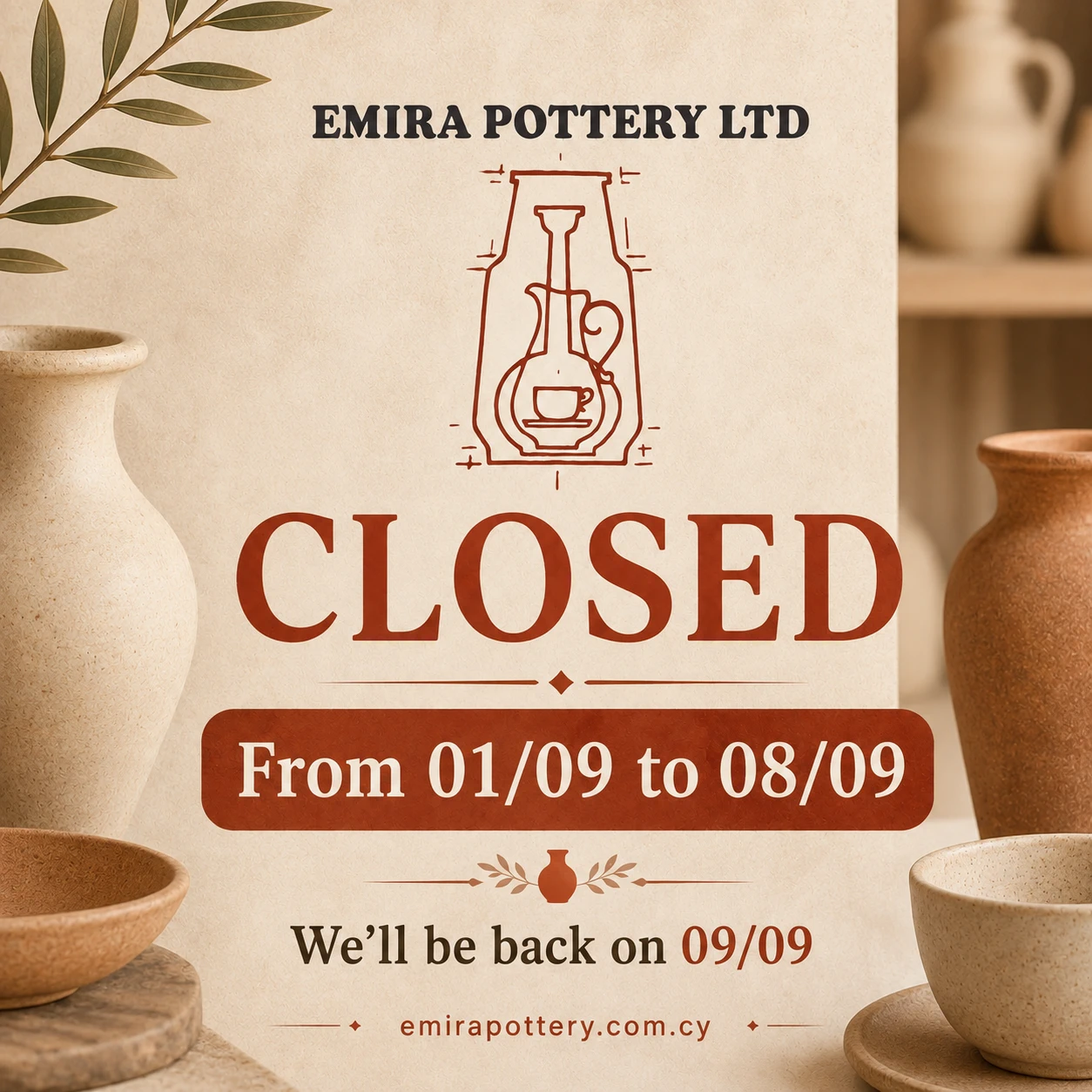 Emira Pottery announcement